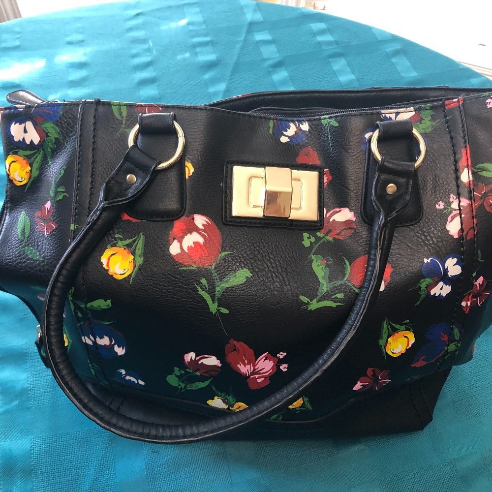 Large Apt 9 black/floral tote